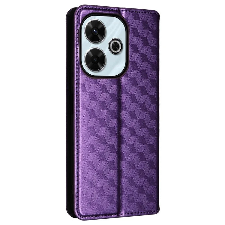 For Xiaomi Redmi 13 4G / Poco M6 4G / Redmi Note 13R 5G Case Magnetic Closure Rhombus Phone Cover