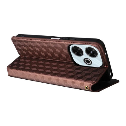 For Xiaomi Redmi 13 4G / Poco M6 4G / Redmi Note 13R 5G Case Magnetic Closure Rhombus Phone Cover