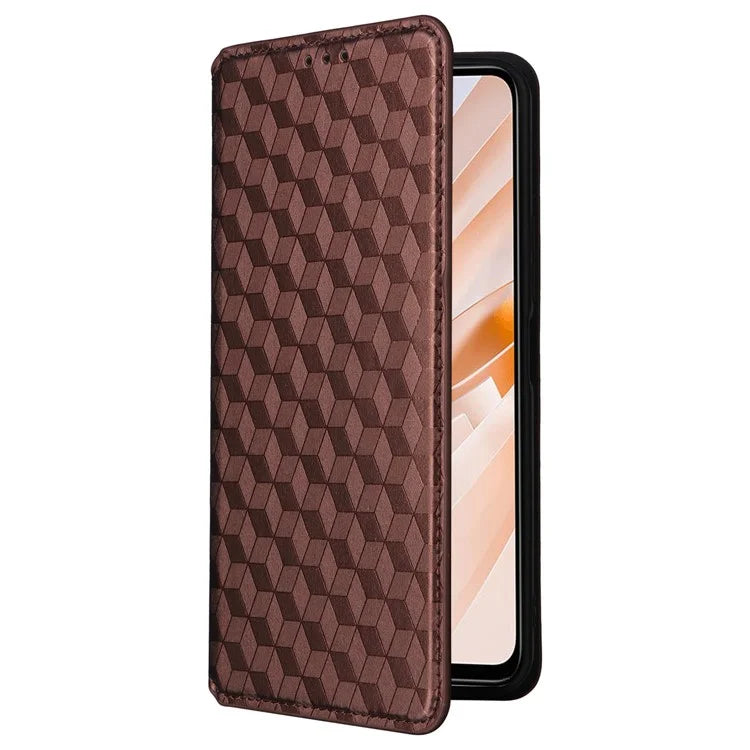 For Xiaomi Redmi 13 4G / Poco M6 4G / Redmi Note 13R 5G Case Magnetic Closure Rhombus Phone Cover