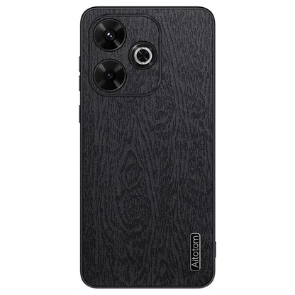 For Xiaomi Redmi Note 13R 5G Leather+PC+TPU  Wood Grain Phone Cover