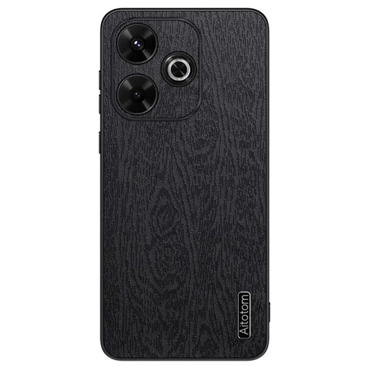 For Xiaomi Redmi Note 13R 5G Leather+PC+TPU  Wood Grain Phone Cover