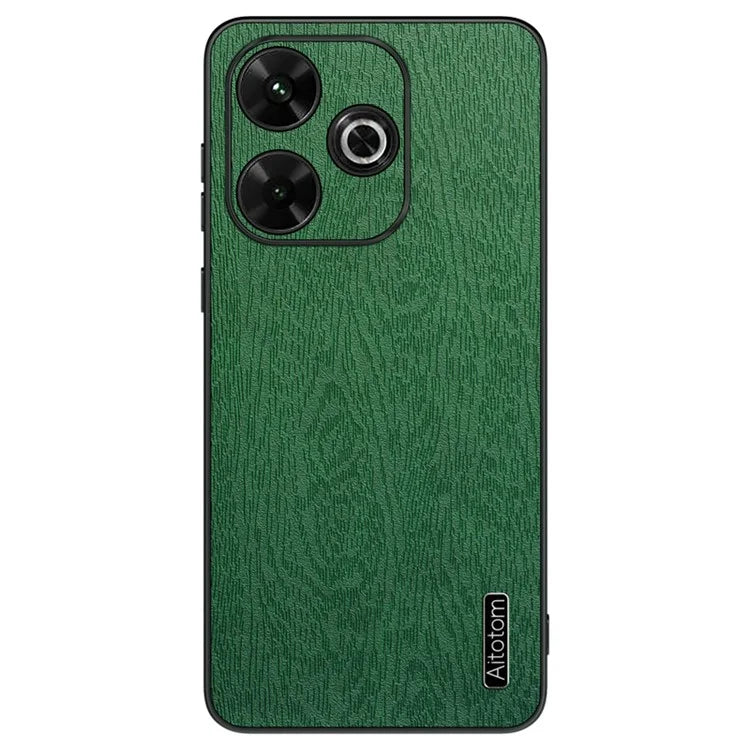 For Xiaomi Redmi Note 13R 5G Leather+PC+TPU  Wood Grain Phone Cover