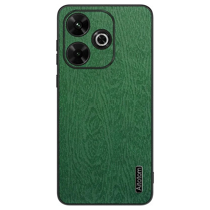 For Xiaomi Redmi Note 13R 5G Leather+PC+TPU  Wood Grain Phone Cover