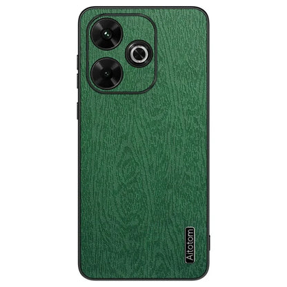 For Xiaomi Redmi 13 4G Case Wood Texture Leather+PC+TPU Hybrid Phone Cover