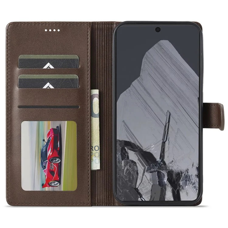 LC.IMEEKE For Google Pixel 9 Pro XL Case Calf Texture PU Leather Flip Phone Cover