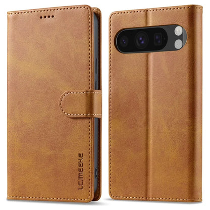 LC.IMEEKE For Google Pixel 9 Pro XL Case Calf Texture PU Leather Flip Phone Cover
