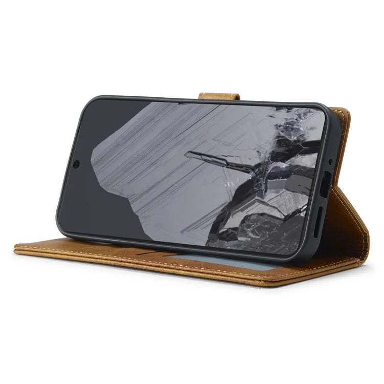 LC.IMEEKE For Google Pixel 9 Pro XL Case Calf Texture PU Leather Flip Phone Cover