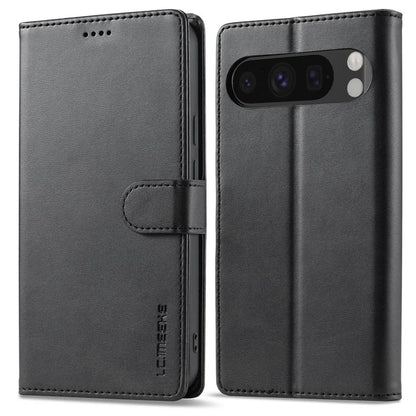 LC.IMEEKE For Google Pixel 9 Pro XL Case Calf Texture PU Leather Flip Phone Cover