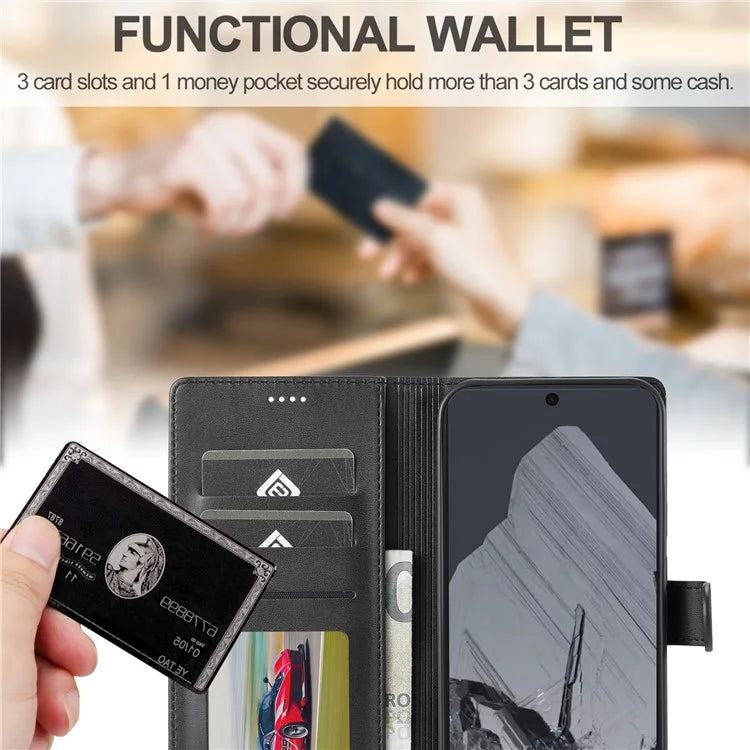 LC.IMEEKE For Google Pixel 9 Pro XL Case Calf Texture PU Leather Flip Phone Cover