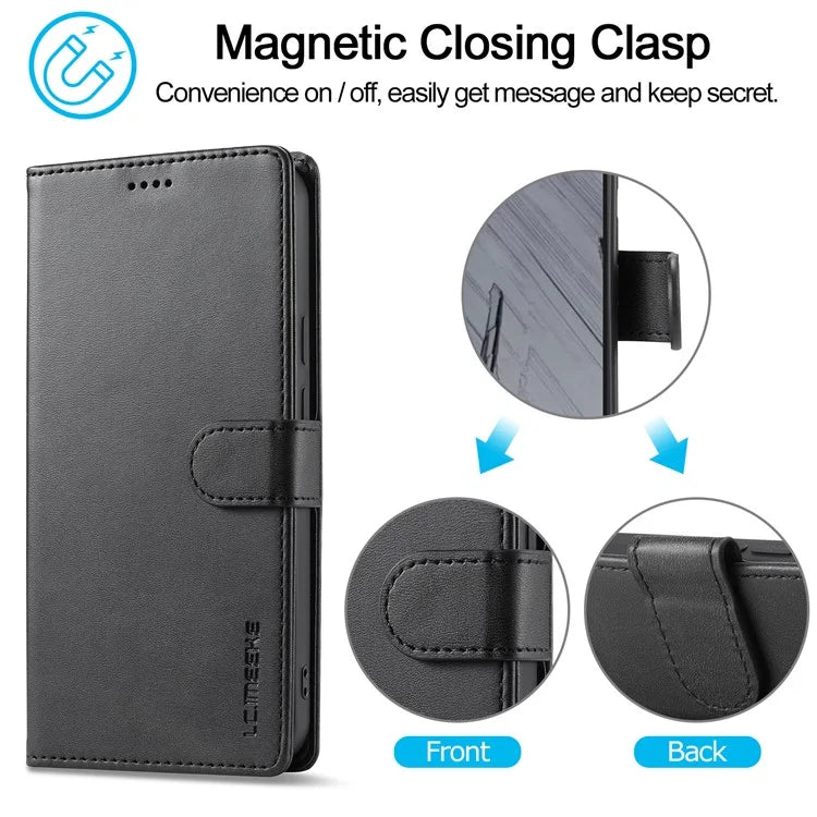 LC.IMEEKE For Google Pixel 9 Pro XL Case Calf Texture PU Leather Flip Phone Cover