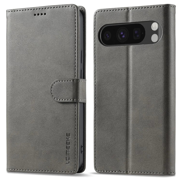 LC.IMEEKE For Google Pixel 9 Pro XL Case Calf Texture PU Leather Flip Phone Cover