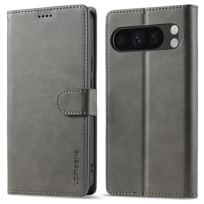 LC.IMEEKE For Google Pixel 9 Pro XL Case Calf Texture PU Leather Flip Phone Cover