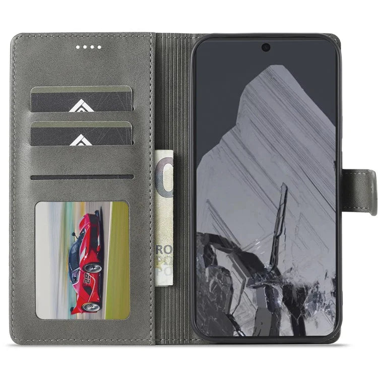 LC.IMEEKE For Google Pixel 9 Pro XL Case Calf Texture PU Leather Flip Phone Cover