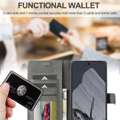 LC.IMEEKE For Google Pixel 9 Pro XL Case Calf Texture PU Leather Flip Phone Cover