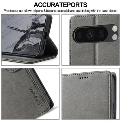 LC.IMEEKE For Google Pixel 9 Pro XL Case Calf Texture PU Leather Flip Phone Cover
