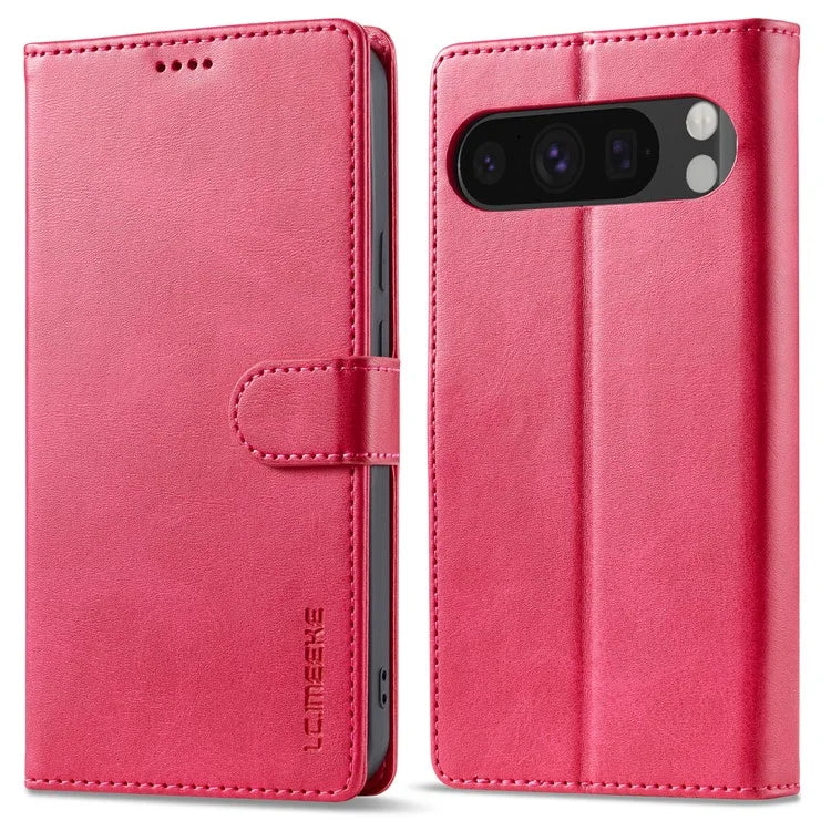 LC.IMEEKE For Google Pixel 9 Pro XL Case Calf Texture PU Leather Flip Phone Cover