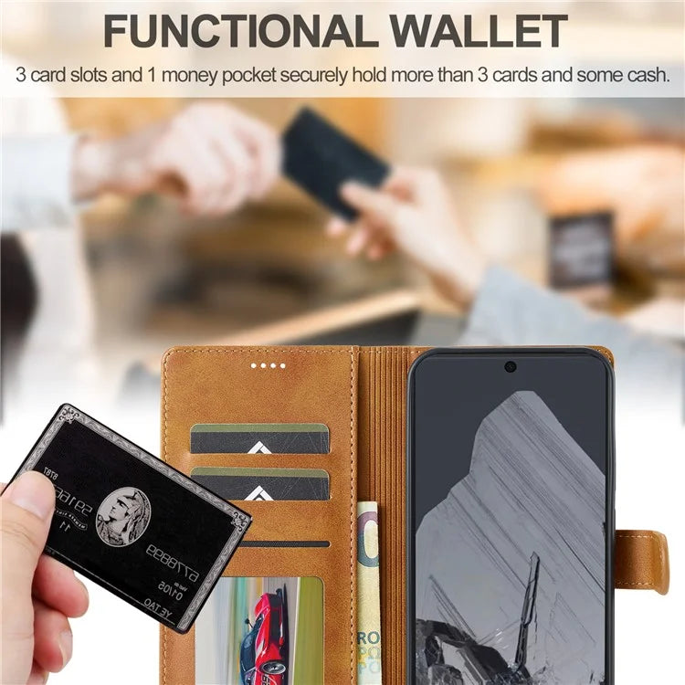 LC.IMEEKE For Google Pixel 9 Pro / Pixel 9 Case Shockproof Wallet PU Leather Phone Cover Calf Texture