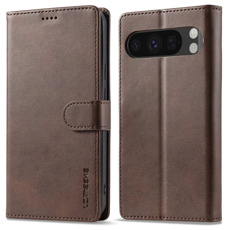 LC.IMEEKE For Google Pixel 9 Pro / Pixel 9 Case Shockproof Wallet PU Leather Phone Cover Calf Texture