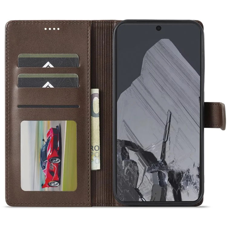LC.IMEEKE For Google Pixel 9 Pro / Pixel 9 Case Shockproof Wallet PU Leather Phone Cover Calf Texture