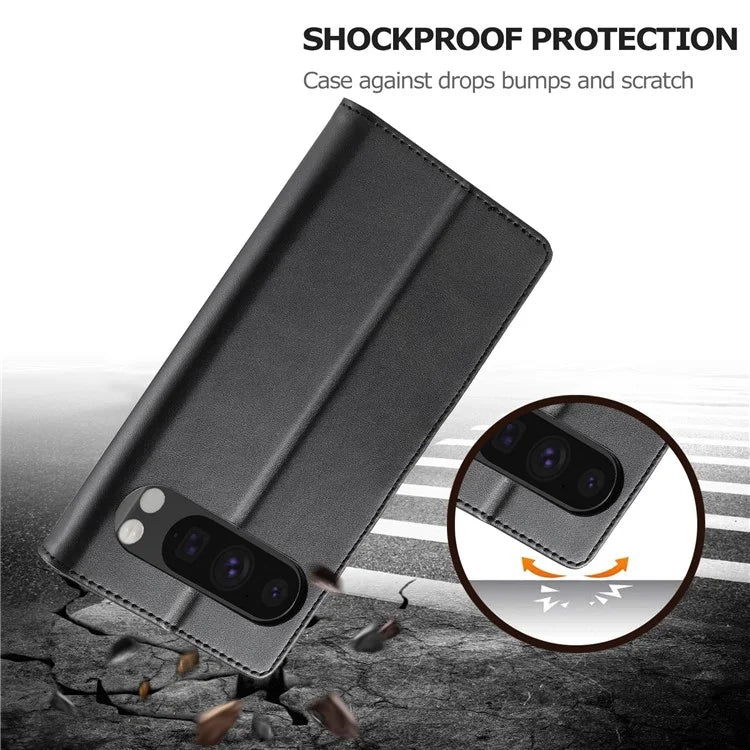 LC.IMEEKE For Google Pixel 9 Pro / Pixel 9 Case Shockproof Wallet PU Leather Phone Cover Calf Texture