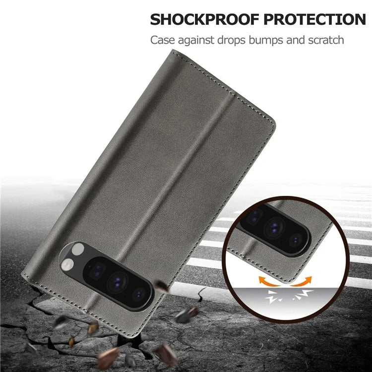 LC.IMEEKE For Google Pixel 9 Pro / Pixel 9 Case Shockproof Wallet PU Leather Phone Cover Calf Texture