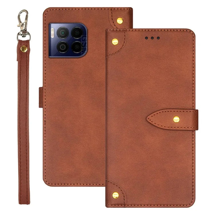 IDEWEI For T-Mobile REVVL 7 Pro / T Phone 2 Pro 5G Case Leather Phone Cover with Card Slots Wrist Strap
