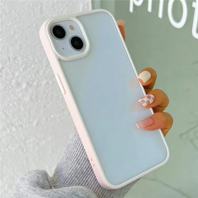 For iPhone 15 Plus Colored Edge Phone Case TPU+Acrylic Cell Phone Cover