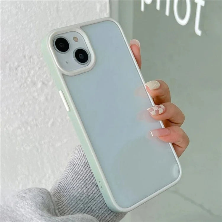 For iPhone 15 Plus Colored Edge Phone Case TPU+Acrylic Cell Phone Cover