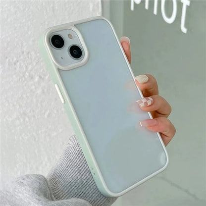 For iPhone 15 Plus Colored Edge Phone Case TPU+Acrylic Cell Phone Cover