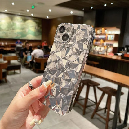 For iPhone 15 Case Electroplated Diamond Texture Drop-Proof TPU Phone Cover