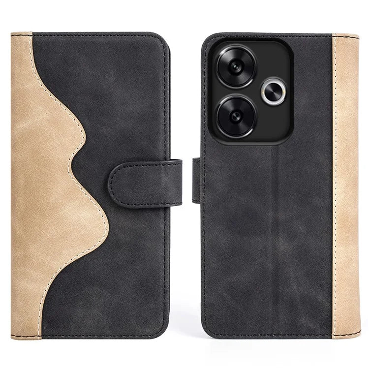 For Xiaomi Redmi Turbo 3 5G / Poco F6 5G Leather Case Splicing Color Leather Phone Cover