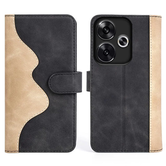 For Xiaomi Redmi Turbo 3 5G / Poco F6 5G Leather Case Splicing Color Leather Phone Cover