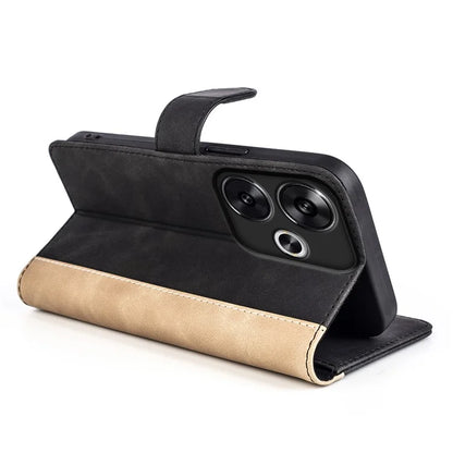 For Xiaomi Redmi Turbo 3 5G / Poco F6 5G Leather Case Splicing Color Leather Phone Cover