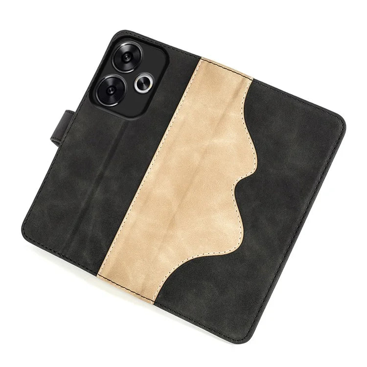 For Xiaomi Redmi Turbo 3 5G / Poco F6 5G Leather Case Splicing Color Leather Phone Cover