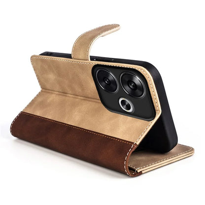 For Xiaomi Redmi Turbo 3 5G / Poco F6 5G Leather Case Splicing Color Leather Phone Cover