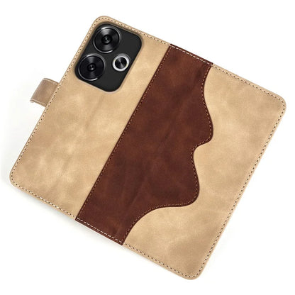 For Xiaomi Redmi Turbo 3 5G / Poco F6 5G Leather Case Splicing Color Leather Phone Cover