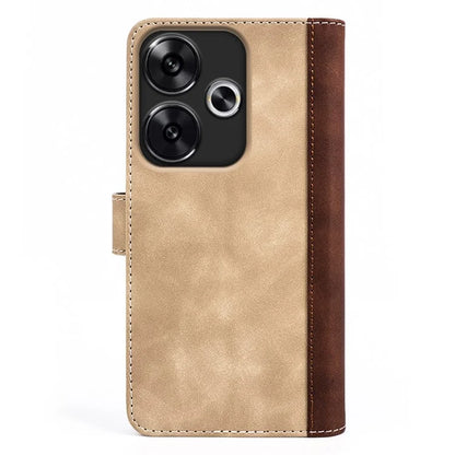 For Xiaomi Redmi Turbo 3 5G / Poco F6 5G Leather Case Splicing Color Leather Phone Cover