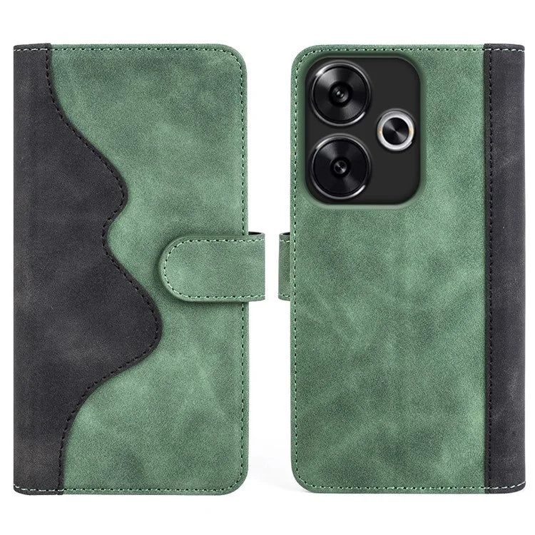For Xiaomi Redmi Turbo 3 5G / Poco F6 5G Leather Case Splicing Color Leather Phone Cover