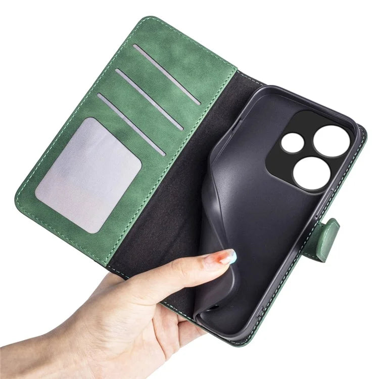 For Xiaomi Redmi Turbo 3 5G / Poco F6 5G Leather Case Splicing Color Leather Phone Cover