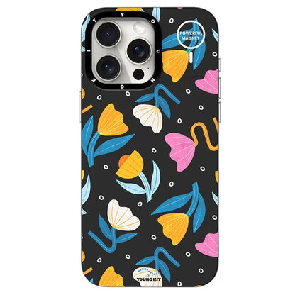 YOUNGKIT Mousse Series For iPhone 14 Pro Case IMD Pattern PC+TPU Magnetic Phone Cover