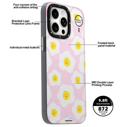 YOUNGKIT Mousse Series For iPhone 13 Pro Case IMD Pattern PC+TPU Magnetic Phone Cover