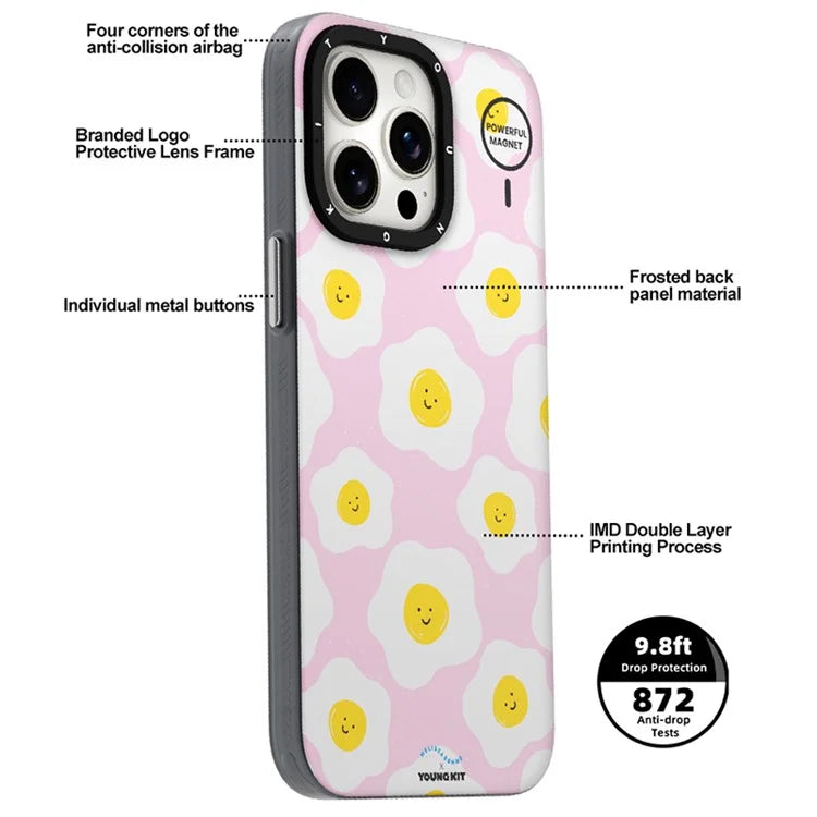 YOUNGKIT Mousse Series For iPhone 13 Pro Case IMD Pattern PC+TPU Magnetic Phone Cover