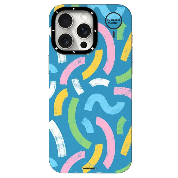 YOUNGKIT Mousse Series For iPhone 13 Pro Case IMD Pattern PC+TPU Magnetic Phone Cover