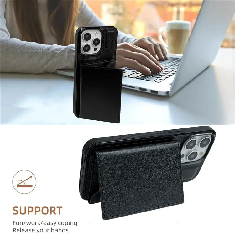 For iPhone 14 Pro Case Leather+TPU Phone Card Bag Detachable 2-in-1
