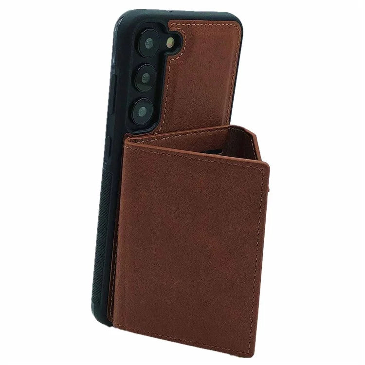 For Samsung Galaxy S22+ 5G Case Leather Phone Back Cover Detachable Card Holder Kickstand