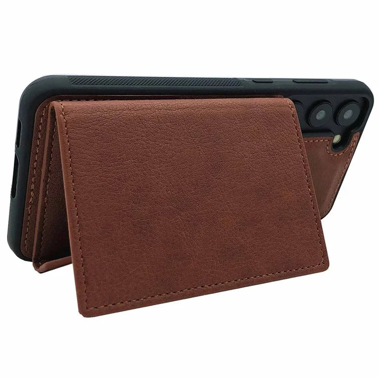 For Samsung Galaxy S22+ 5G Case Leather Phone Back Cover Detachable Card Holder Kickstand