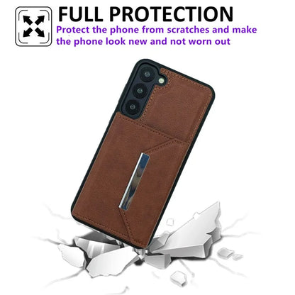 For Samsung Galaxy S22+ 5G Case Leather Phone Back Cover Detachable Card Holder Kickstand
