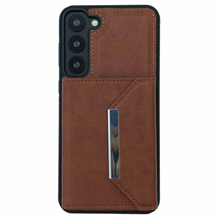 For Samsung Galaxy S22+ 5G Case Leather Phone Back Cover Detachable Card Holder Kickstand