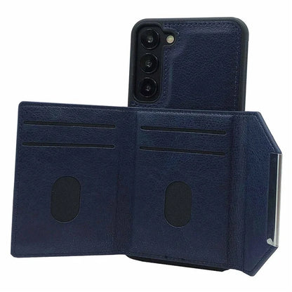 For Samsung Galaxy S22+ 5G Case Leather Phone Back Cover Detachable Card Holder Kickstand