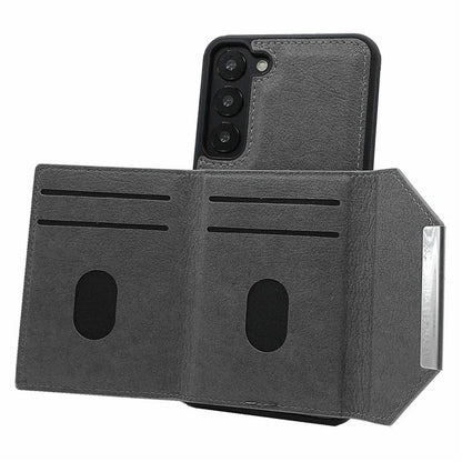 For Samsung Galaxy S22+ 5G Case Leather Phone Back Cover Detachable Card Holder Kickstand